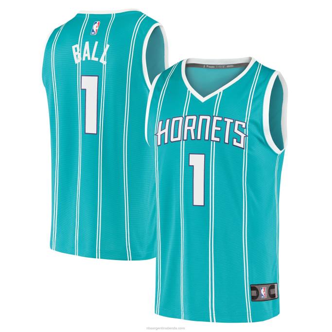 NBA 0F6D1855 charlotte hornets lamelo ball verde azulado fast break replica jersey