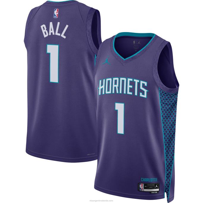 NBA 0F6D2039 charlotte hornets lamelo ball jordan brand púrpura swingman jersey
