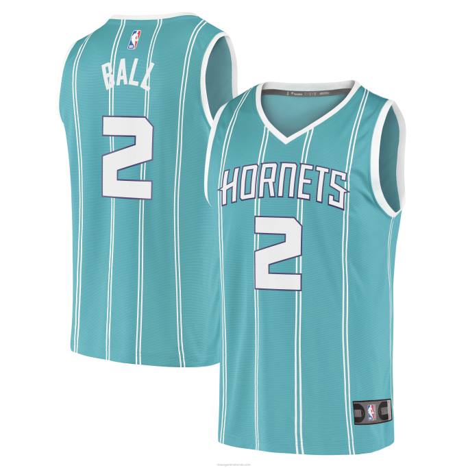NBA 0F6D2411 charlotte hornets lamelo ball verde azulado fast break replica jersey
