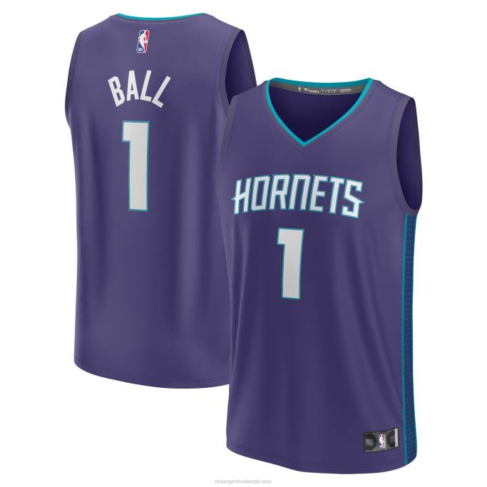 NBA 0F6D267 charlotte hornets lamelo pelota morada fast break replica jersey