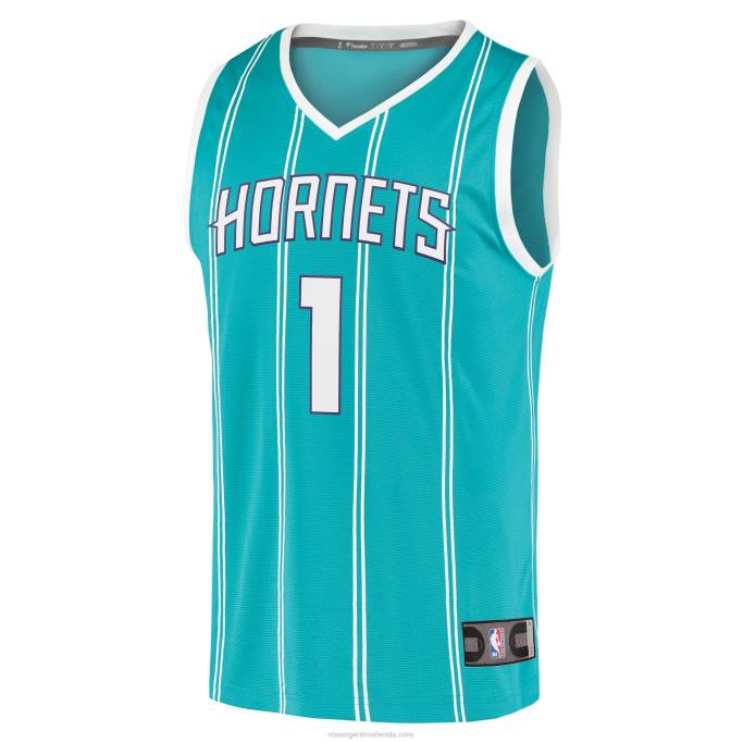 NBA 0F6D27 charlotte hornets lamelo ball verde azulado fast break replica jersey
