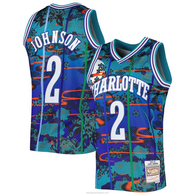 NBA 0F6D2805 charlotte hornets larry johnson teal hardwood classics año nuevo lunar swingman jersey