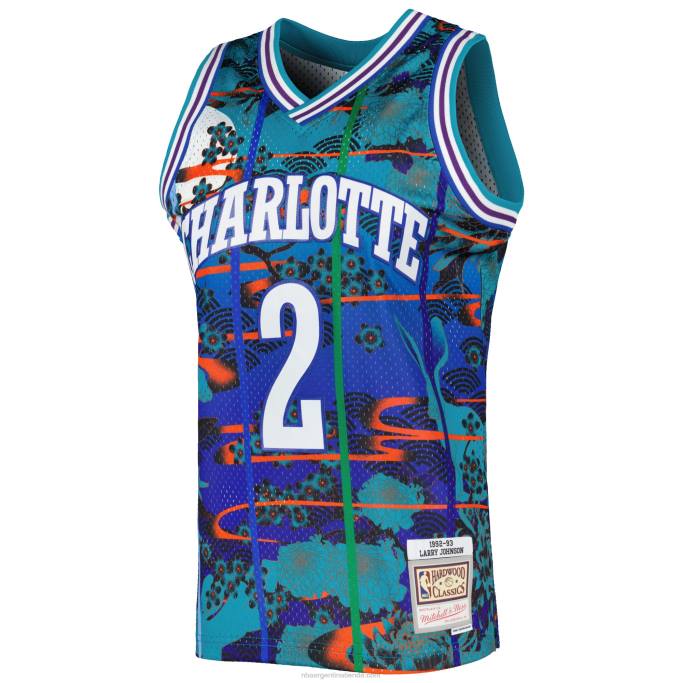 NBA 0F6D2805 charlotte hornets larry johnson teal hardwood classics año nuevo lunar swingman jersey