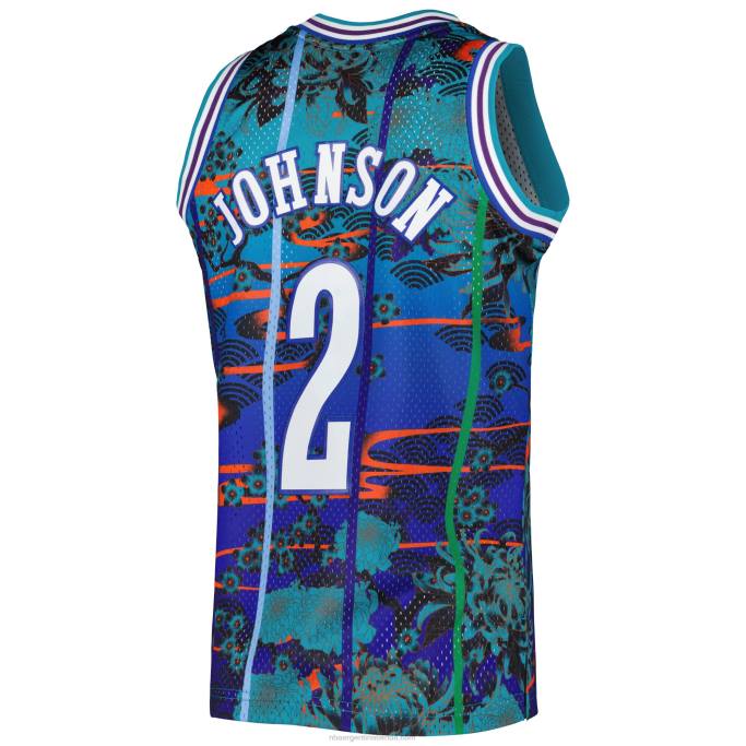 NBA 0F6D2805 charlotte hornets larry johnson teal hardwood classics año nuevo lunar swingman jersey