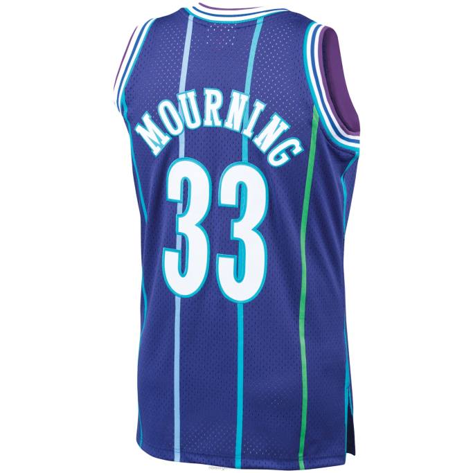 NBA 0F6D4474 charlotte hornets alonzo luto mitchell & ness púrpura hardwood classics swingman jersey