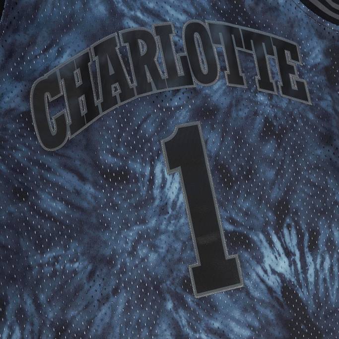NBA 0F6D5505 charlotte hornets muggsy bogues black hardwood classics 199 jersey tie-dye swingman