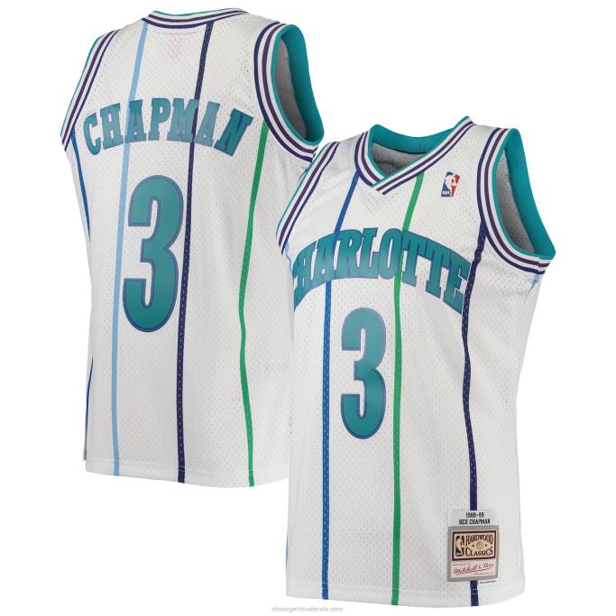 NBA 0F6D7597 charlotte hornets rex chapman mitchell & ness blanco 1988-89 hardwood classics swingman jersey