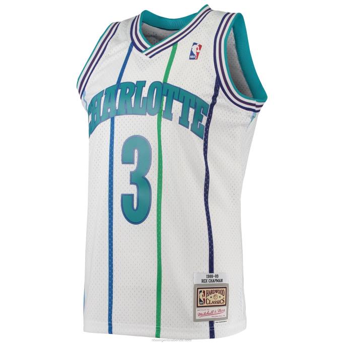 NBA 0F6D7597 charlotte hornets rex chapman mitchell & ness blanco 1988-89 hardwood classics swingman jersey