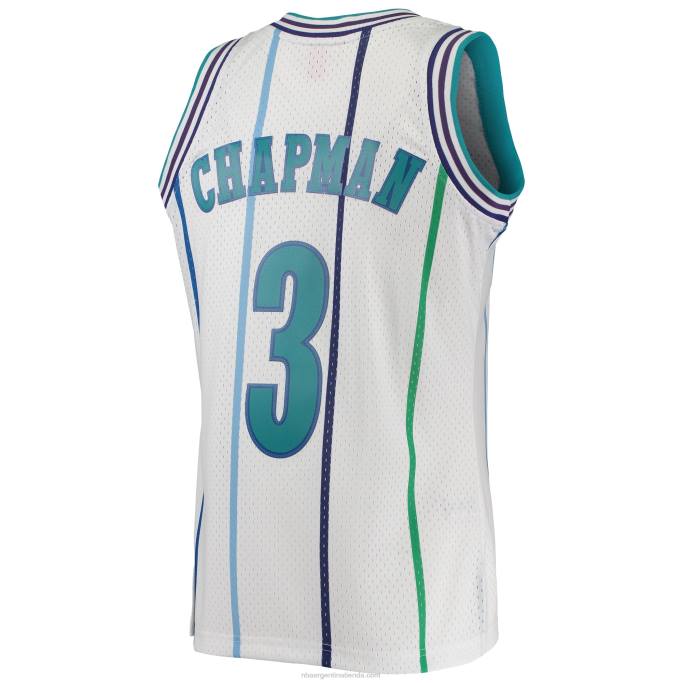 NBA 0F6D7597 charlotte hornets rex chapman mitchell & ness blanco 1988-89 hardwood classics swingman jersey