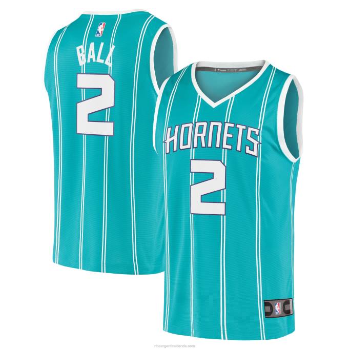 NBA 0F6D863 charlotte hornets lamelo ball teal 2020 draft primera ronda pick fast break replica jersey