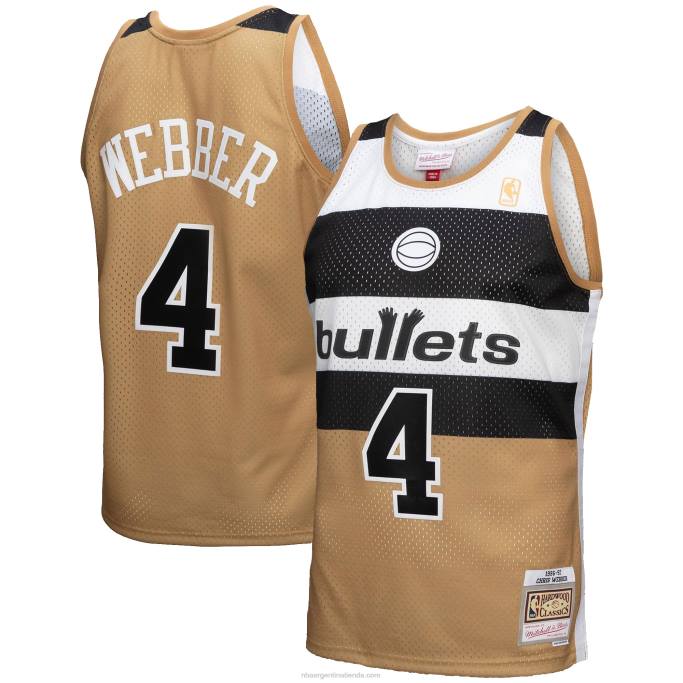 NBA 0F6D3852 balas de washington chris webber mitchell & ness oro madera dura clásicos recargar 3.0 swingman jersey