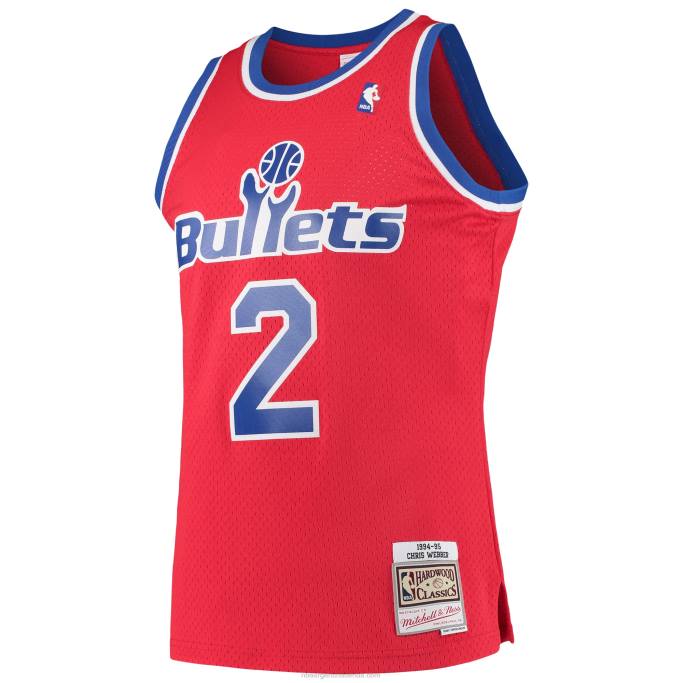 NBA 0F6D5028 balas de washington chris webber mitchell & ness rojo clásico de madera dura jersey swingman