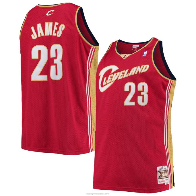 NBA 0F6D6564 cleveland cavaliers lebron james mitchell & ness vino grande y alto clásico de madera dura swingman jersey