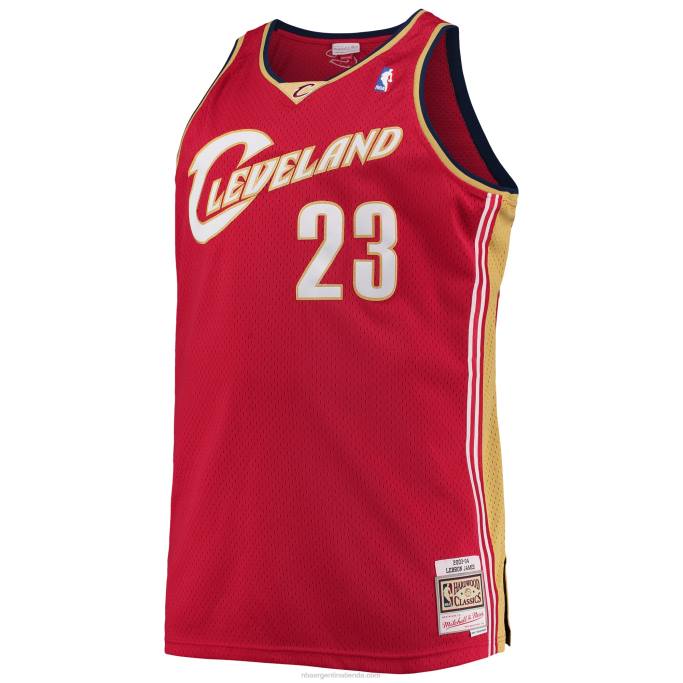 NBA 0F6D6564 cleveland cavaliers lebron james mitchell & ness vino grande y alto clásico de madera dura swingman jersey