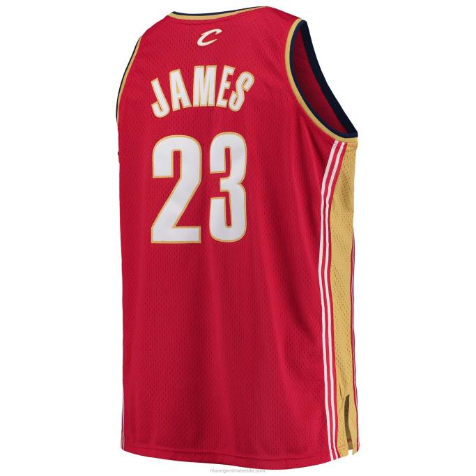 NBA 0F6D6564 cleveland cavaliers lebron james mitchell & ness vino grande y alto clásico de madera dura swingman jersey