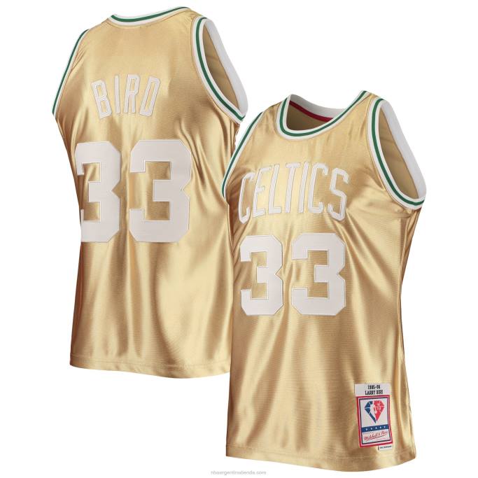 NBA 0F6D1184 boston celtics larry bird gold mitchell & ness 75th aniversario hardwood classics swingman jersey