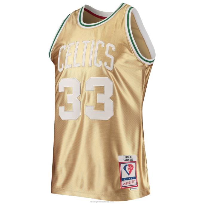 NBA 0F6D1184 boston celtics larry bird gold mitchell & ness 75th aniversario hardwood classics swingman jersey