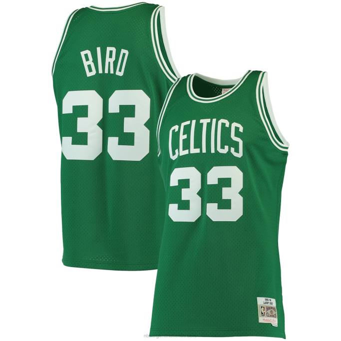 NBA 0F6D231 boston celtics larry bird mitchell & ness kelly green grande y alto clásico de madera dura jersey