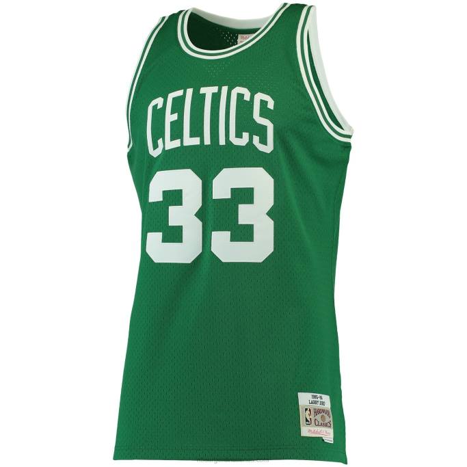 NBA 0F6D231 boston celtics larry bird mitchell & ness kelly green grande y alto clásico de madera dura jersey