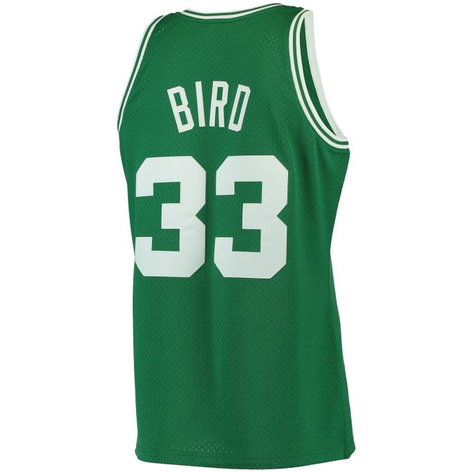 NBA 0F6D231 boston celtics larry bird mitchell & ness kelly green grande y alto clásico de madera dura jersey