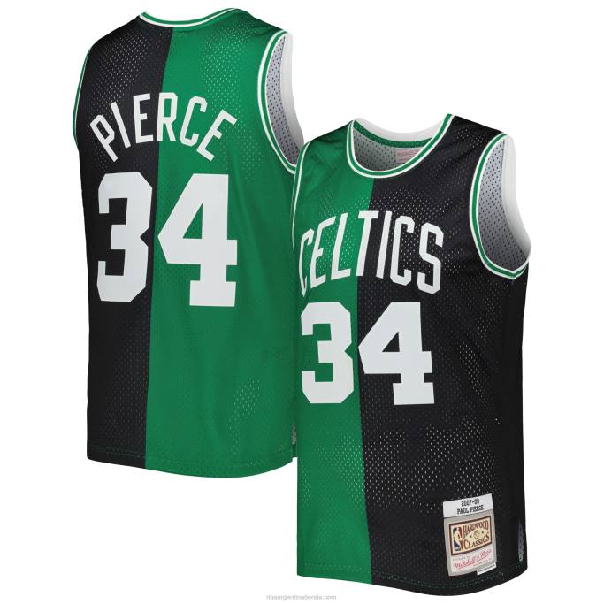 NBA 0F6D373 Boston Celtics paul pierce mitchell & ness negro/kelly verde hardwood classics split swingman jersey