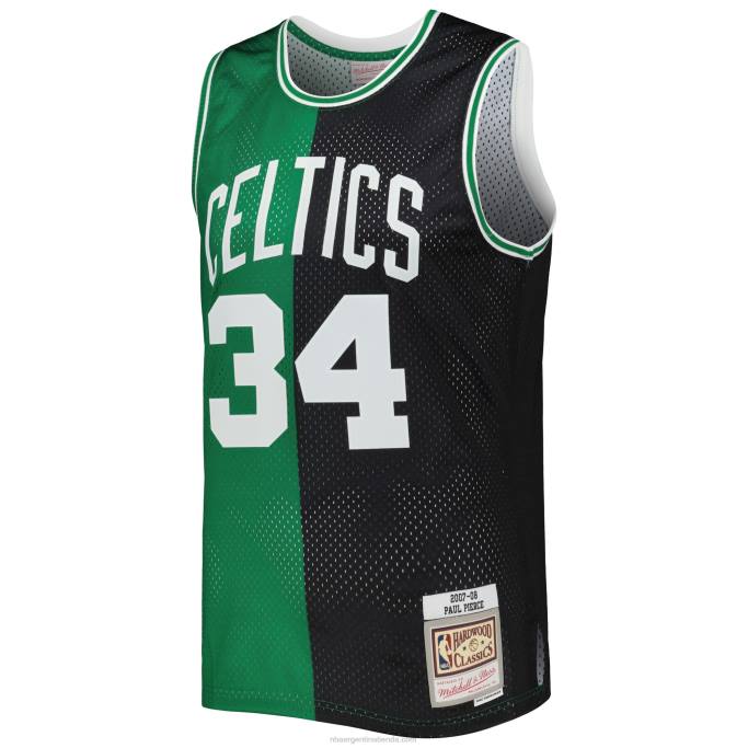 NBA 0F6D373 Boston Celtics paul pierce mitchell & ness negro/kelly verde hardwood classics split swingman jersey