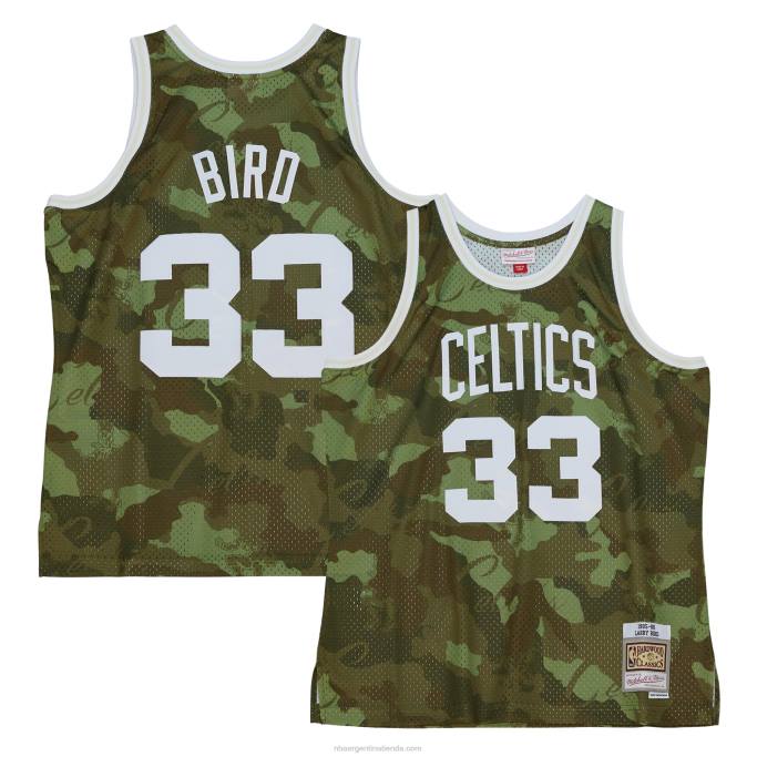 NBA 0F6D4426 boston celtics larry bird mitchell & ness camo hardwood classics fantasma verde swingman jersey