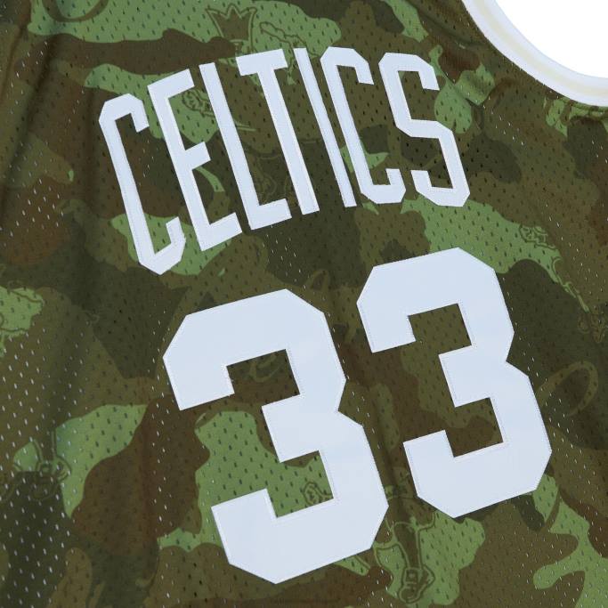 NBA 0F6D4426 boston celtics larry bird mitchell & ness camo hardwood classics fantasma verde swingman jersey