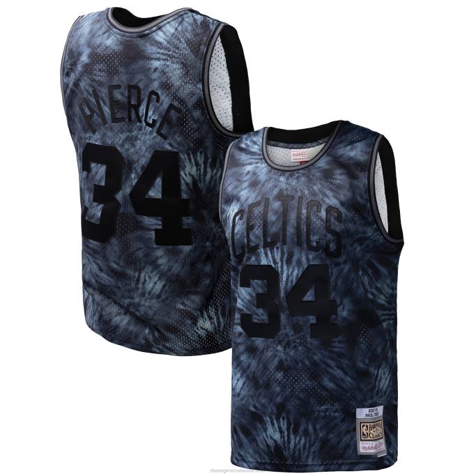 NBA 0F6D5439 boston celtics paul pierce mitchell & ness camiseta negra de madera dura clásica tie-dye swingman jersey