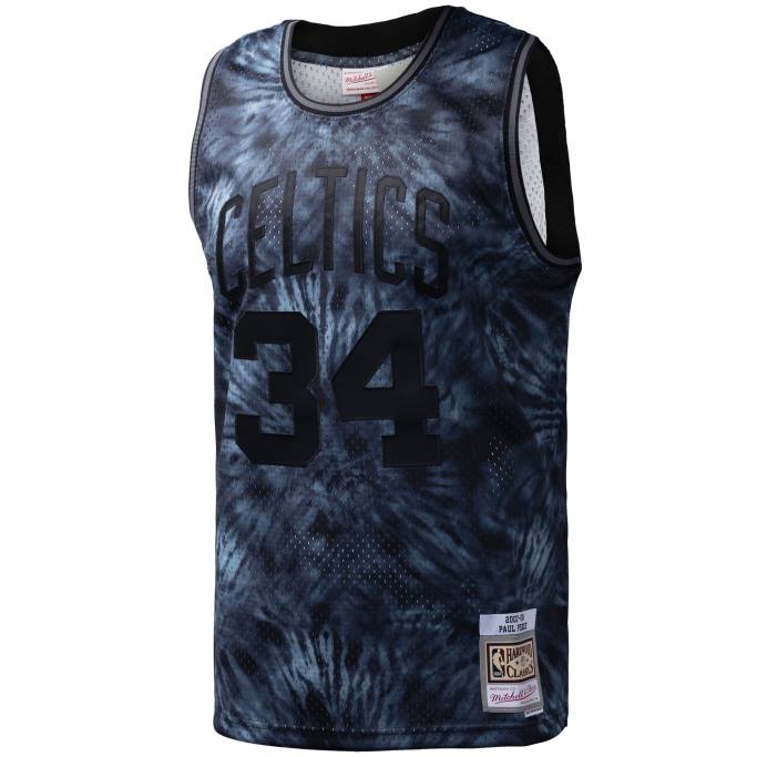 NBA 0F6D5439 boston celtics paul pierce mitchell & ness camiseta negra de madera dura clásica tie-dye swingman jersey