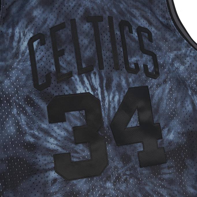 NBA 0F6D5439 boston celtics paul pierce mitchell & ness camiseta negra de madera dura clásica tie-dye swingman jersey