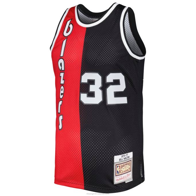 NBA 0F6D3608 jersey portland trail blazers bill walton rojo/negro hardwood classics 1976-77 split swingman
