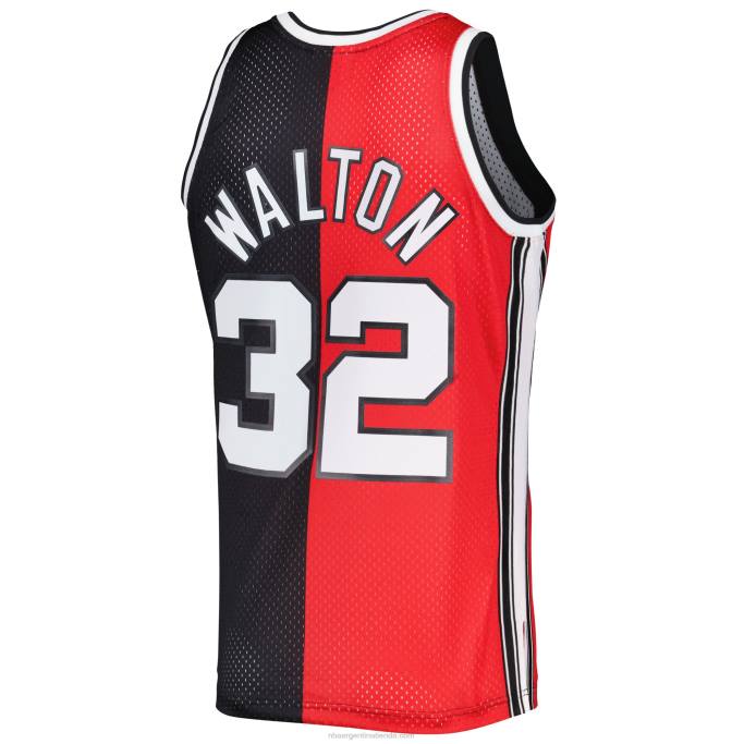 NBA 0F6D3608 jersey portland trail blazers bill walton rojo/negro hardwood classics 1976-77 split swingman