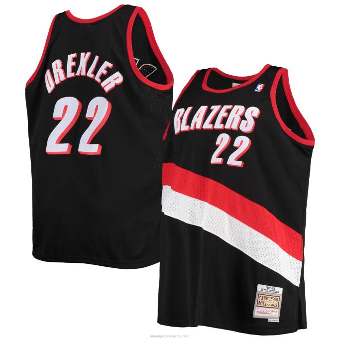 NBA 0F6D3859 portland trail blazers clyde drexler negro grande y alto clásico de madera dura swingman jersey