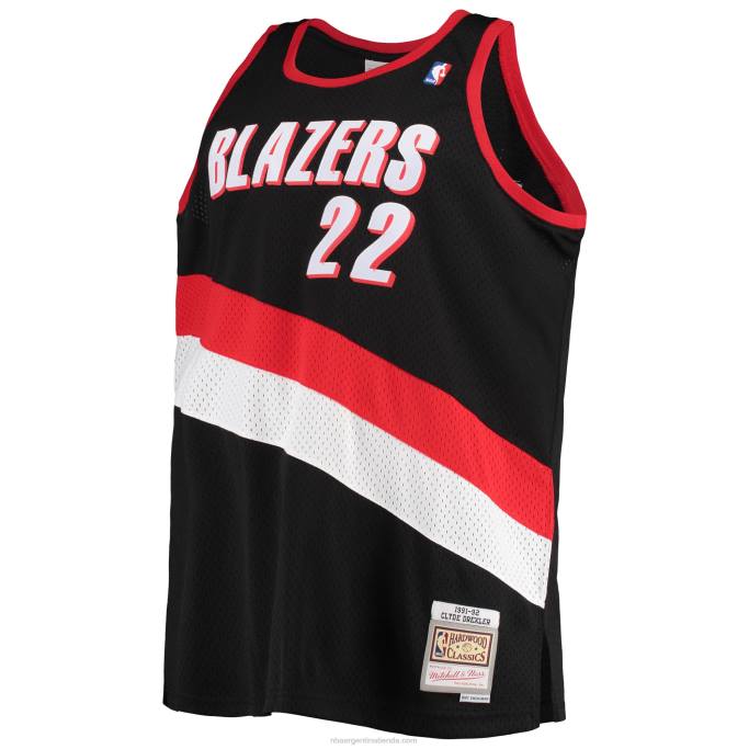 NBA 0F6D3859 portland trail blazers clyde drexler negro grande y alto clásico de madera dura swingman jersey