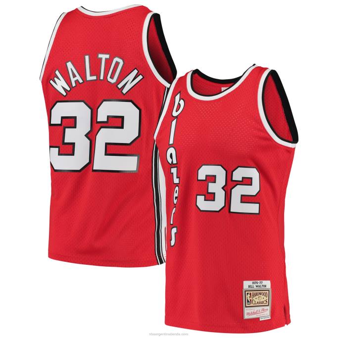NBA 0F6D4085 portland trail blazers bill walton rojo 1976-77 hardwood classics swingman player jersey