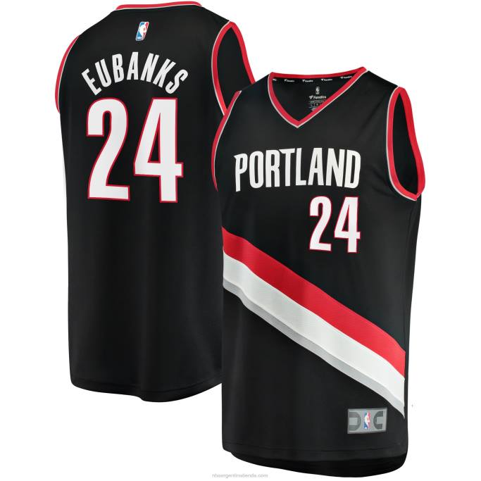 NBA 0F6D4906 Portland Trail Blazers Drawn Eubanks Réplica de camiseta de jugador negra Fast Break - Icon
