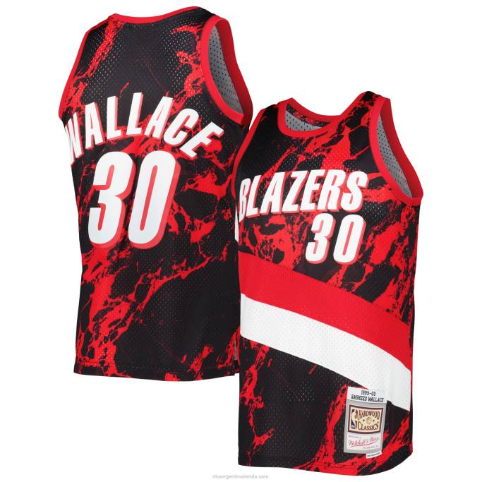 NBA 0F6D4963 portland trail blazers rasheed wallace negro 1999-00 hardwood classics mármol swingman jersey