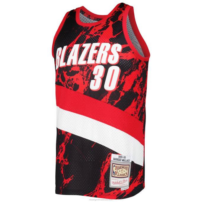NBA 0F6D4963 portland trail blazers rasheed wallace negro 1999-00 hardwood classics mármol swingman jersey