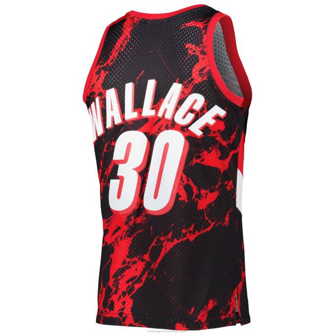 NBA 0F6D4963 portland trail blazers rasheed wallace negro 1999-00 hardwood classics mármol swingman jersey