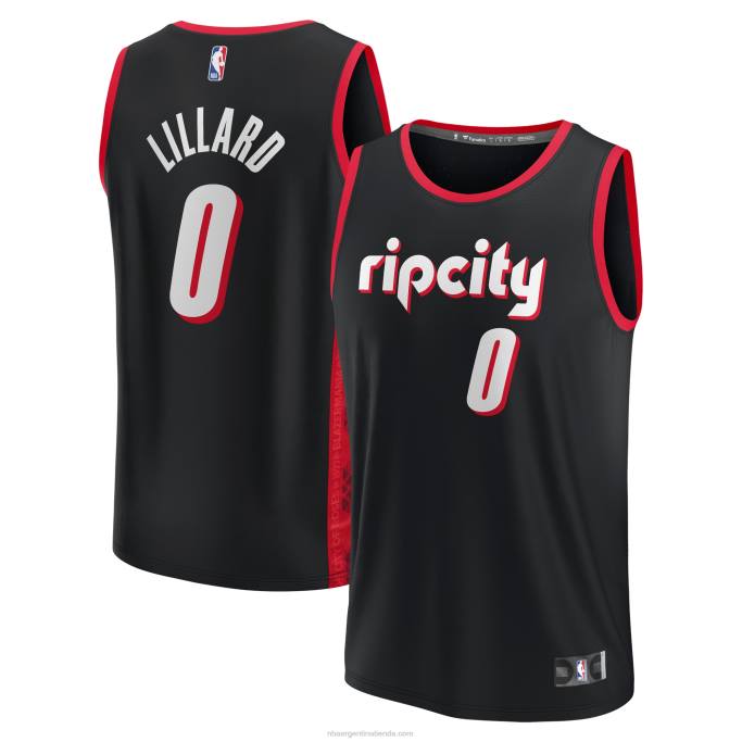 NBA 0F6D5619 camiseta replica fast break negra de damian lillard de los portland trail blazers