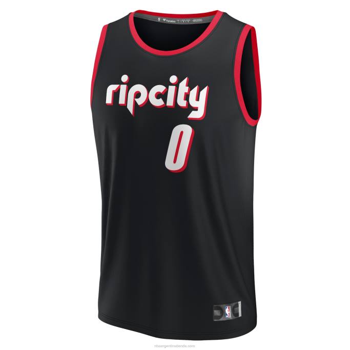 NBA 0F6D5619 camiseta replica fast break negra de damian lillard de los portland trail blazers