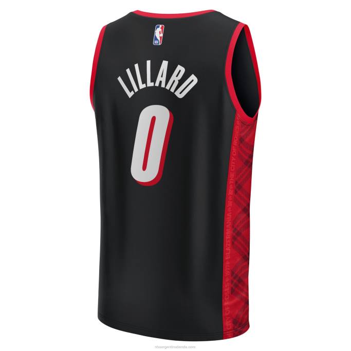 NBA 0F6D5619 camiseta replica fast break negra de damian lillard de los portland trail blazers