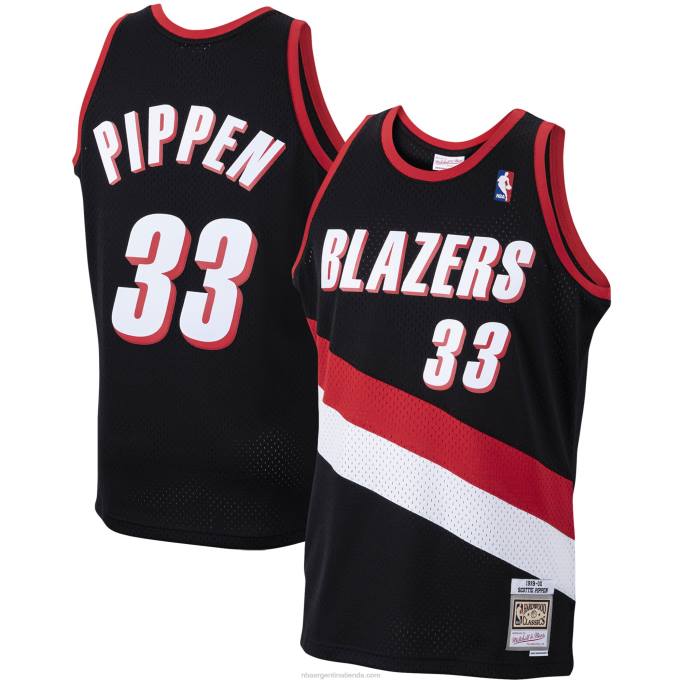 NBA 0F6D6338 camiseta portland trail blazers scottie pippen negro 1999-00 hardwood classics swingman
