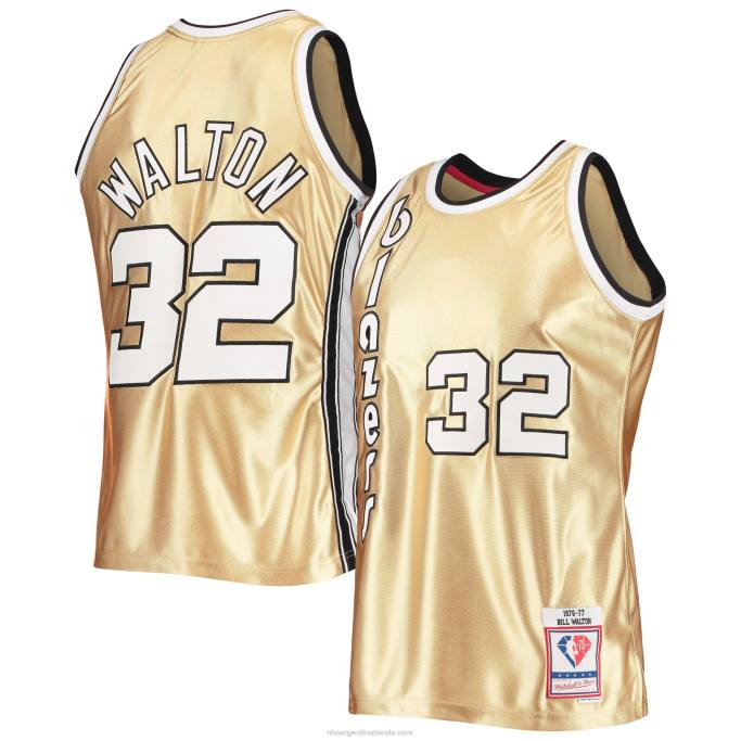 NBA 0F6D6411 portland trail blazers bill walton oro 75 aniversario 1976-77 hardwood classics swingman jersey