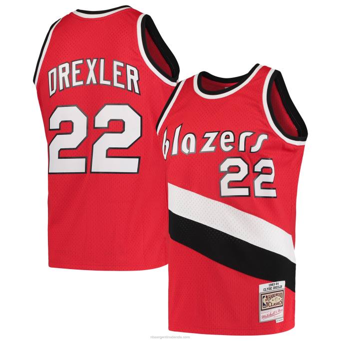 NBA 0F6D8615 portland trail blazers clyde drexler mitchell & ness rojo hardwood classics 1983-84 jersey swingman