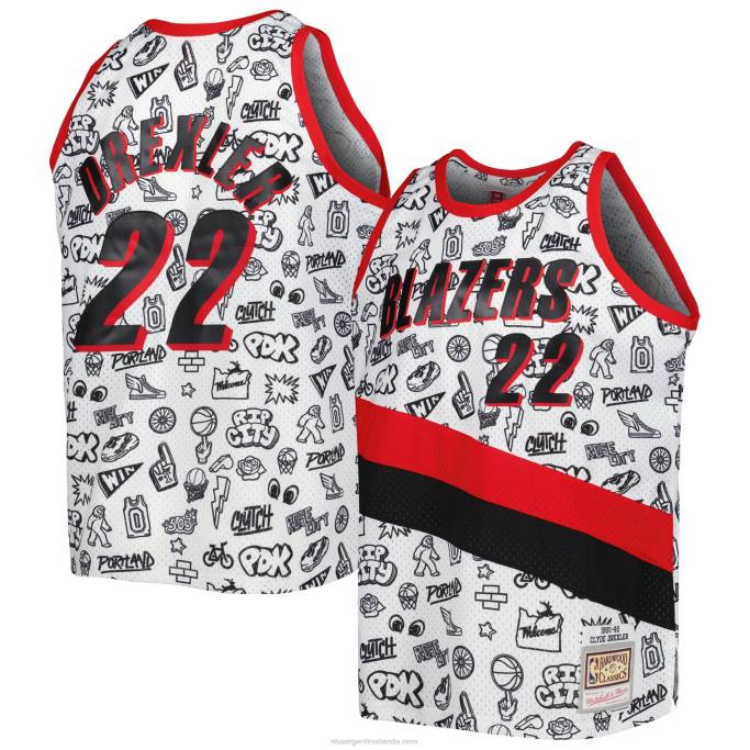 NBA 0F6D8702 portland trail blazers clyde drexler blancas de madera dura clásicas garabatos alero jugador
