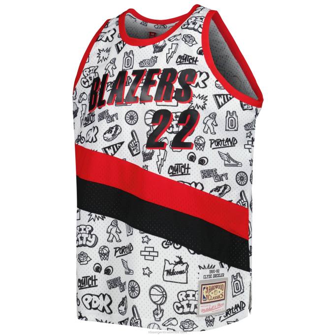 NBA 0F6D8702 portland trail blazers clyde drexler blancas de madera dura clásicas garabatos alero jugador