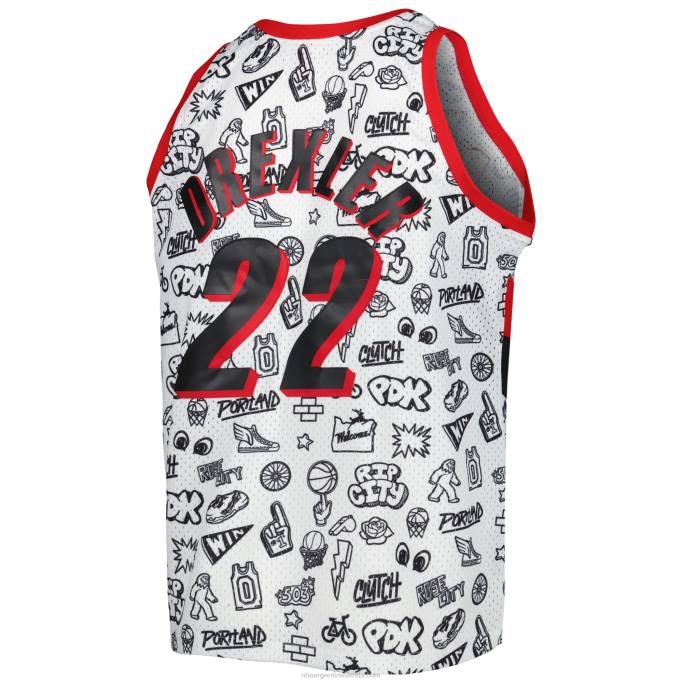 NBA 0F6D8702 portland trail blazers clyde drexler blancas de madera dura clásicas garabatos alero jugador