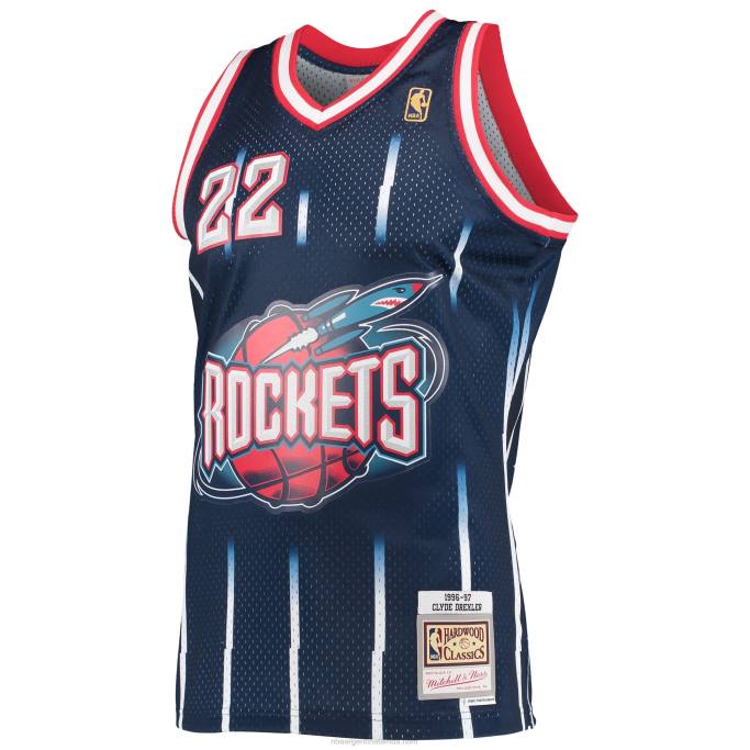 NBA 0F6D2254 houston cohetes clyde drexler mitchell & ness azul marino hardwood classics swingman jersey